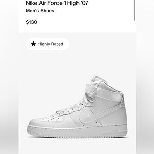 Nike Airforce 1 Hightop Size 6Y